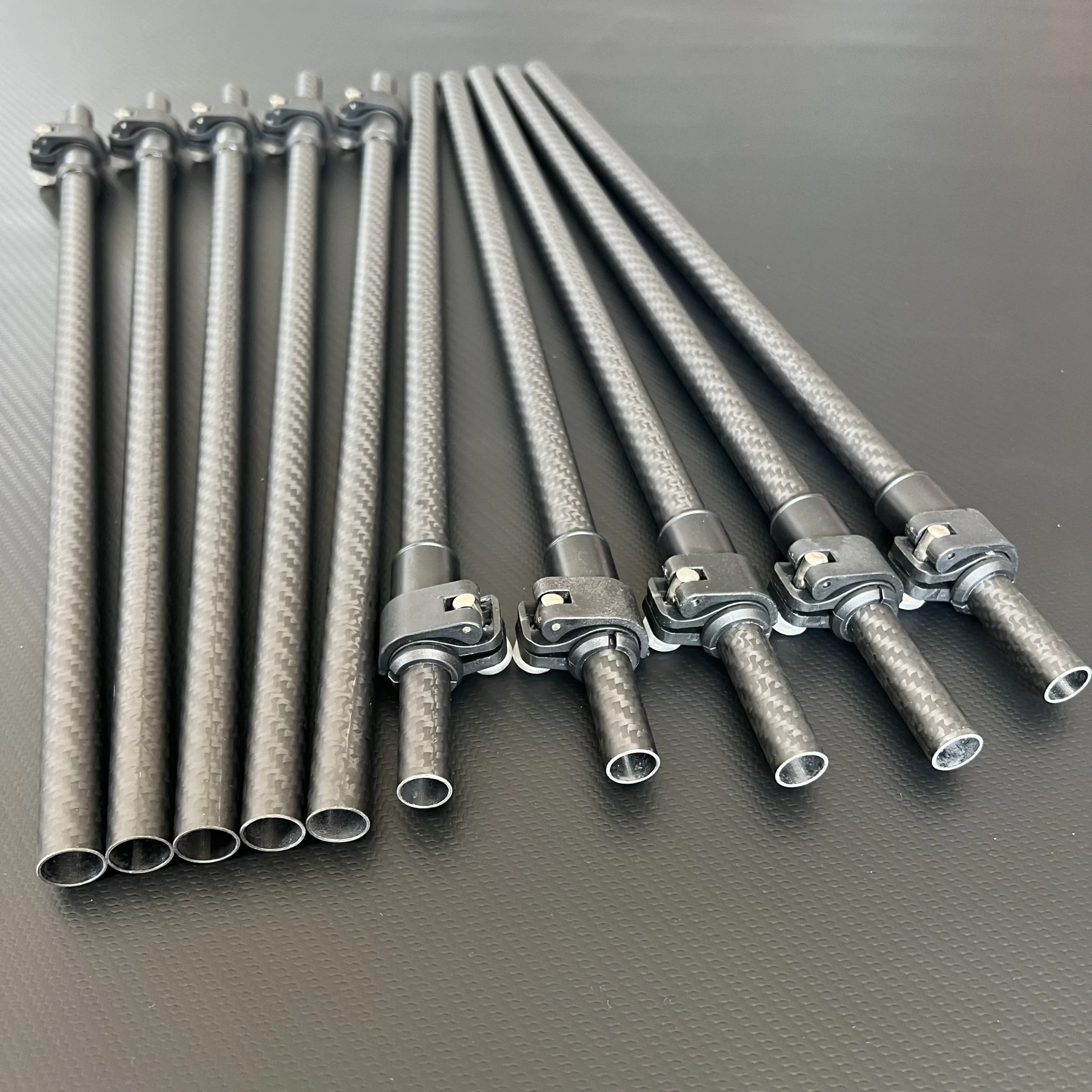 Custom Carbon Fiber Telescopic Pole with Reinforced Nylon Clamps